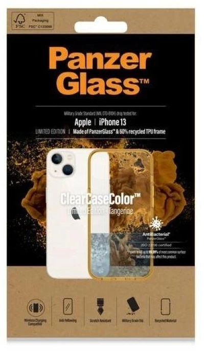 Panzer Glass PanzerGlass Clearantibacterial Military Grade certificate Apple iPhone 13 / 14 / 15 - dėklas telefonui skaidrus ir geltonos spalvos
