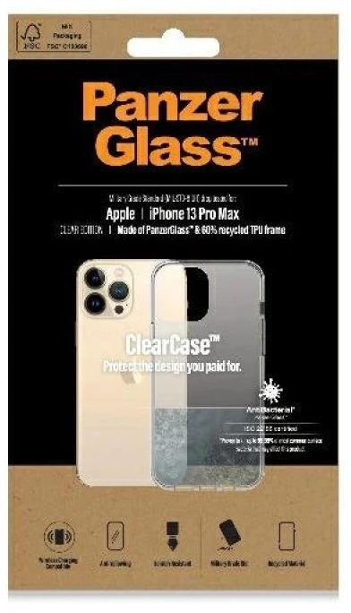Panzer Glass PANZERGLASS CLEAR DĖKLAS IPHONE 13 PRO MAX ANTIBAKTERINIS KARINIO KLASĖS CLEAR