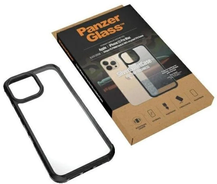 Panzer Glass PANZERGLASS CLEAR CASE IPHONE 13 PRO MAX ANTIBACTERIAL MILITARY GRADE SILVERBULLET Juodas