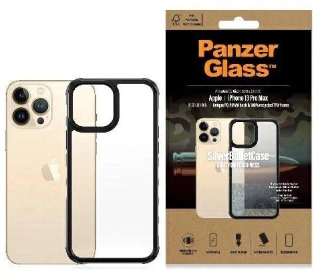 Panzer Glass PANZERGLASS CLEAR CASE IPHONE 13 PRO MAX ANTIBACTERIAL MILITARY GRADE SILVERBULLET Juodas