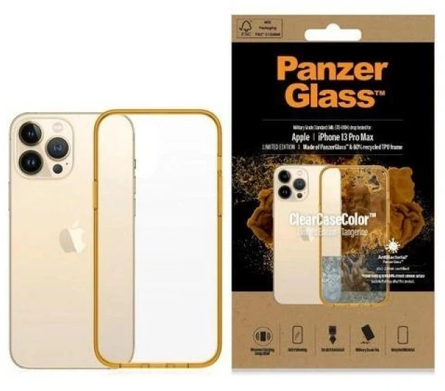Panzer Glass PanzerGlass ClearAntibacterial Military Grade Certified Apple iPhone 13 Pro Max - d4klas telefonui skaidrus ir geltonos spalvos