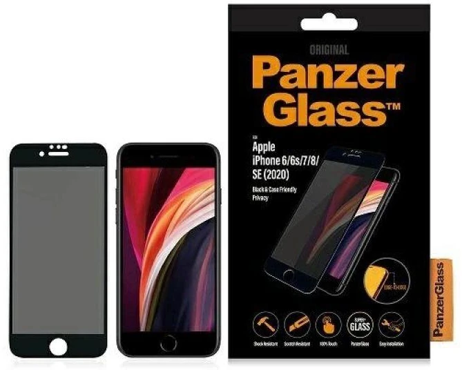 Panzer Glass PanzerGlass | Apple | iPhone 6/6s/7/8/SE (2020) | Hibridinis stiklas | Juodas | Anti-glare danga; Mėlyna šviesos mažinimas | Privatumo filtras