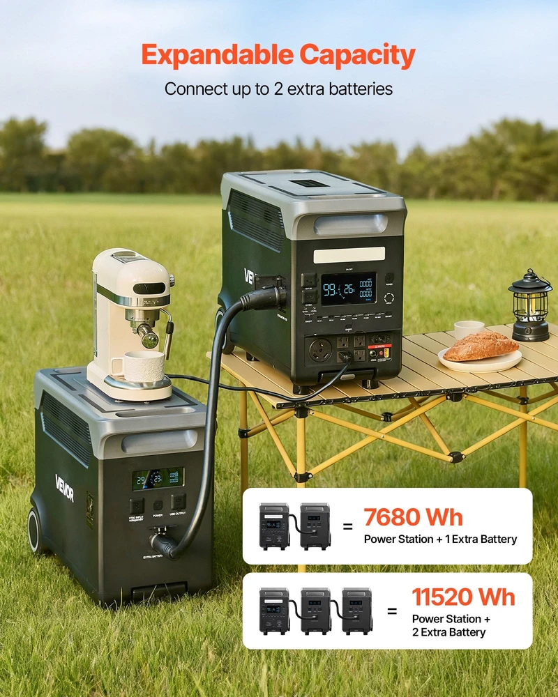 VEVOR Papildoma baterija nešiojamiems įrenginiams 3840Wh