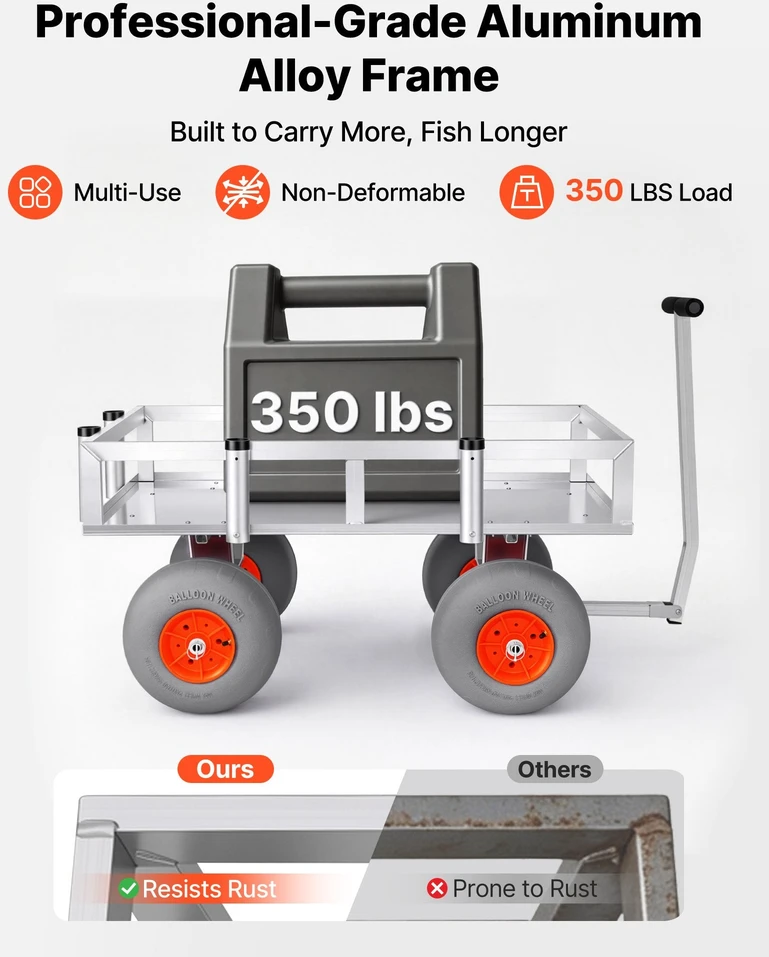 VEVOR Paplūdimio žvejybos vežimėlis, 159 kg