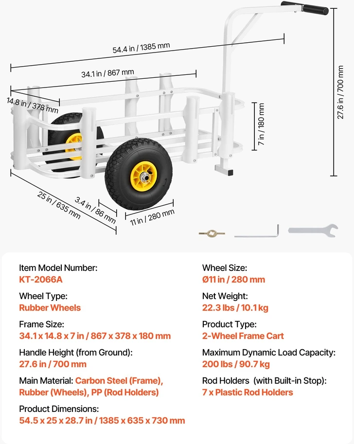 Paplūdimio žvejybos vežimėlis VEVOR KT-2066A, 90,7kg keliamoji galia