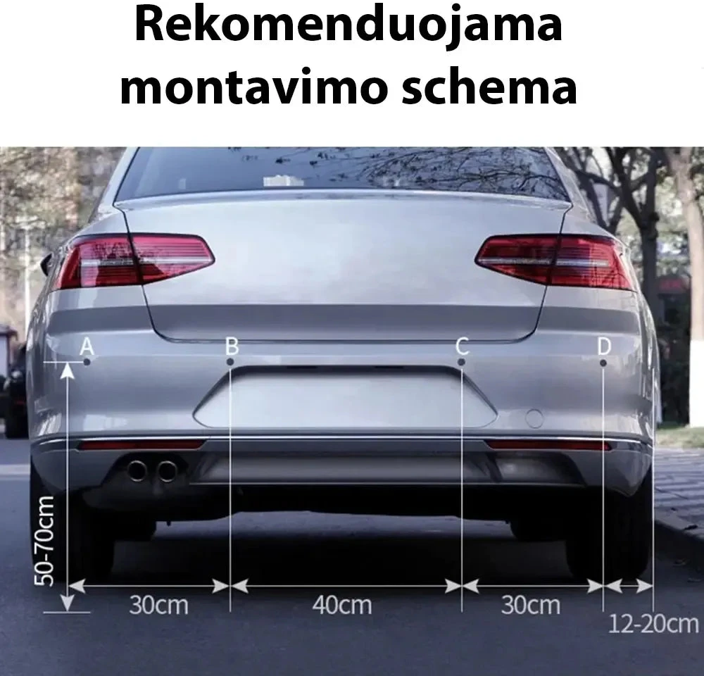 Parkavimo sistema su 4 davikliais