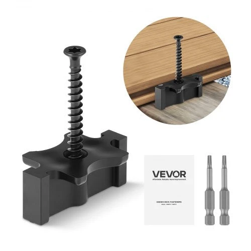 VEVOR 600 vnt. paslėpti dangos tvirtinimai kompozicinei terasai, juodi