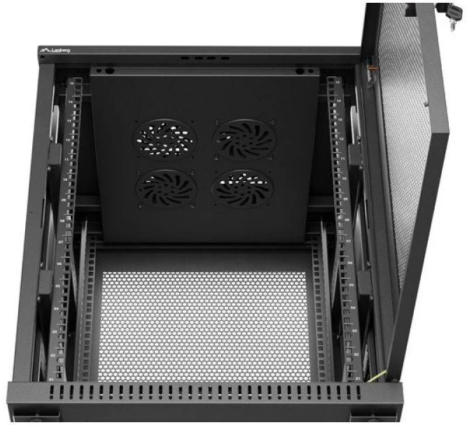 Lanberg grindų spintelė 19" 15U 600x600 juoda perforuotos durys