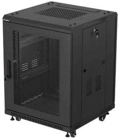 Lanberg grindų spintelė 19" 15U 600x600 juoda perforuotos durys