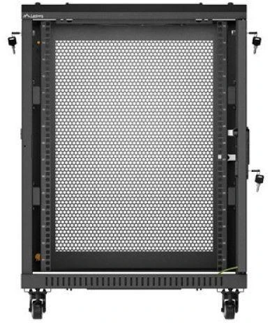 Lanberg grindų spintelė 19" 15U 600x600 juoda perforuotos durys
