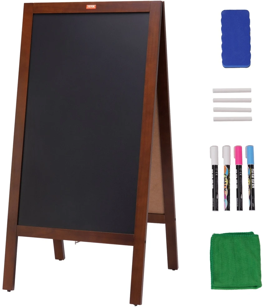 VEVOR Dvipusė lauko lentelė su kreida 50x100 cm