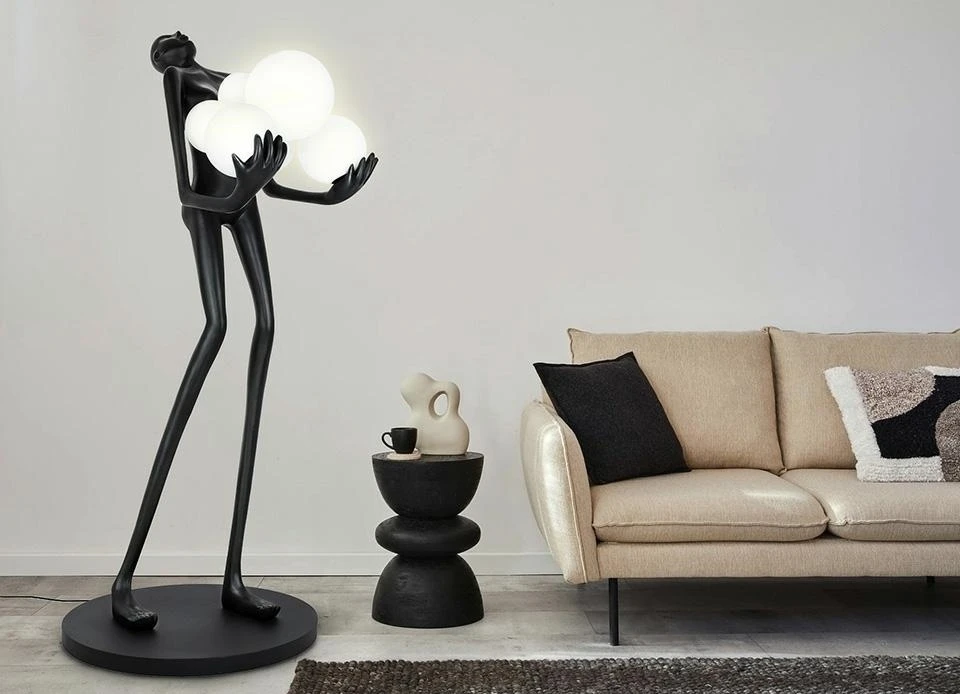 Pastatomas šviestuvas HUMAN, 6xE27, juodas