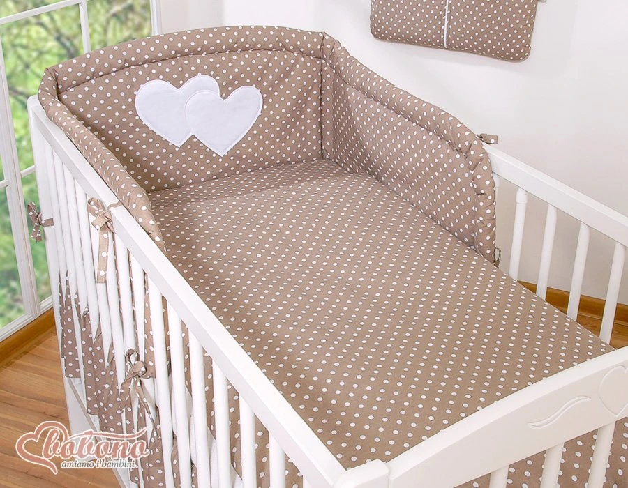 Patalynės komplektas kūdikiui 2 dalių smėlio spalvos su baltais taškeliais Hanging Hearts