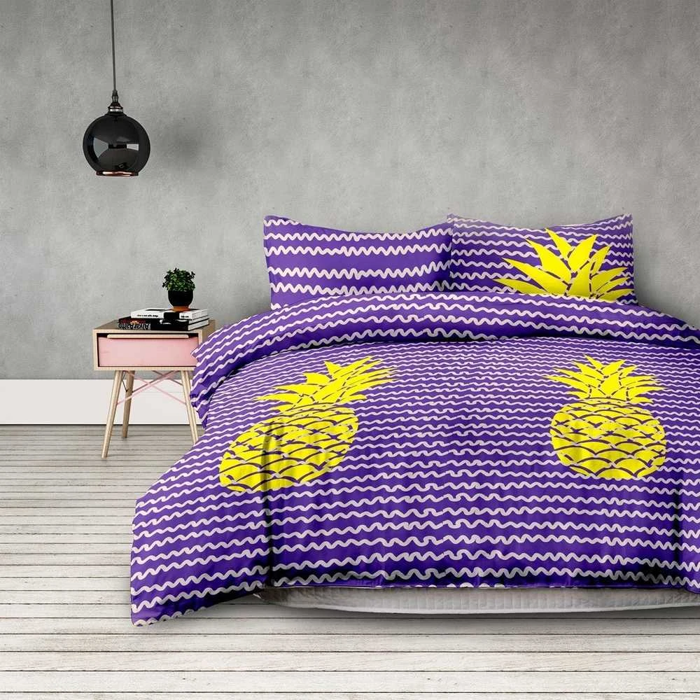 AmeliaHome Patalynės komplektas su ananasų raštu AH BASIC 155x220 cm + 80x80 cm (2+2)