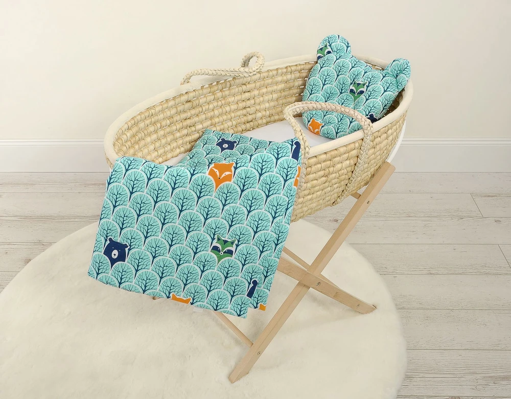 My Sweet Baby Antklodė su pagalvė kūdikiui, 2 dalių komplektas, mėtų spalvos miško raštas