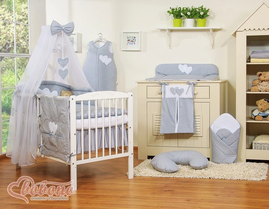 Patalynės komplektas su tinkleliu Hanging Hearts pilkas