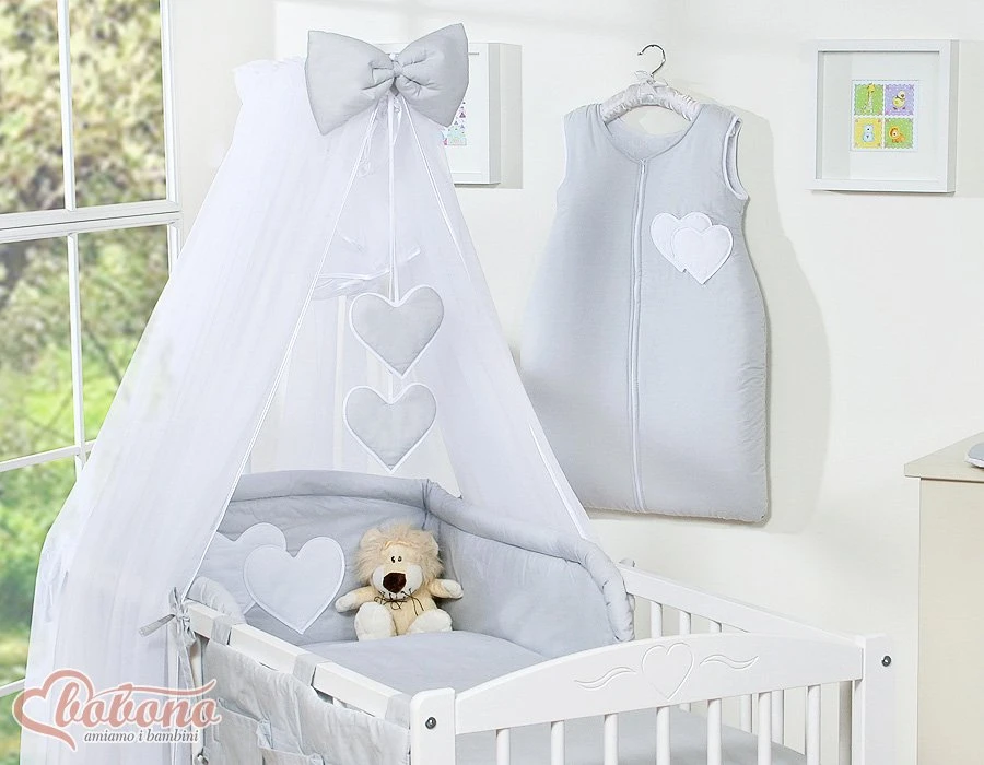 Patalynės komplektas su tinkleliu Hanging Hearts pilkas