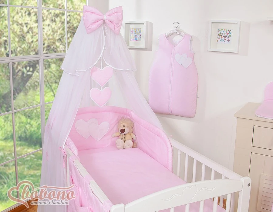 Patalynės komplektas su tinkleliu Hanging Hearts rožinis