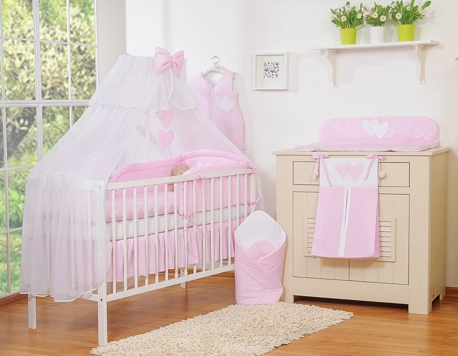 Patalynės komplektas su tinkleliu Hanging Hearts rožinis