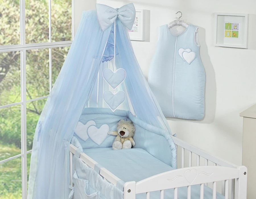Patalynės komplektas su tinkleliu Hanging Hearts mėlynas