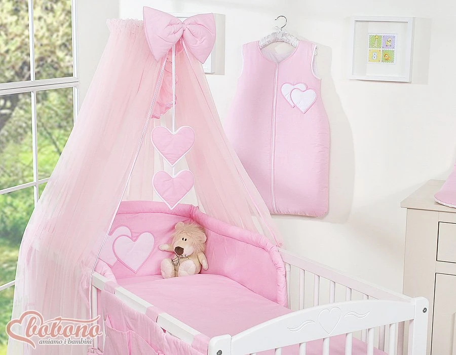 Patalynės komplektas su tinkleliu Hanging Hearts rožinis