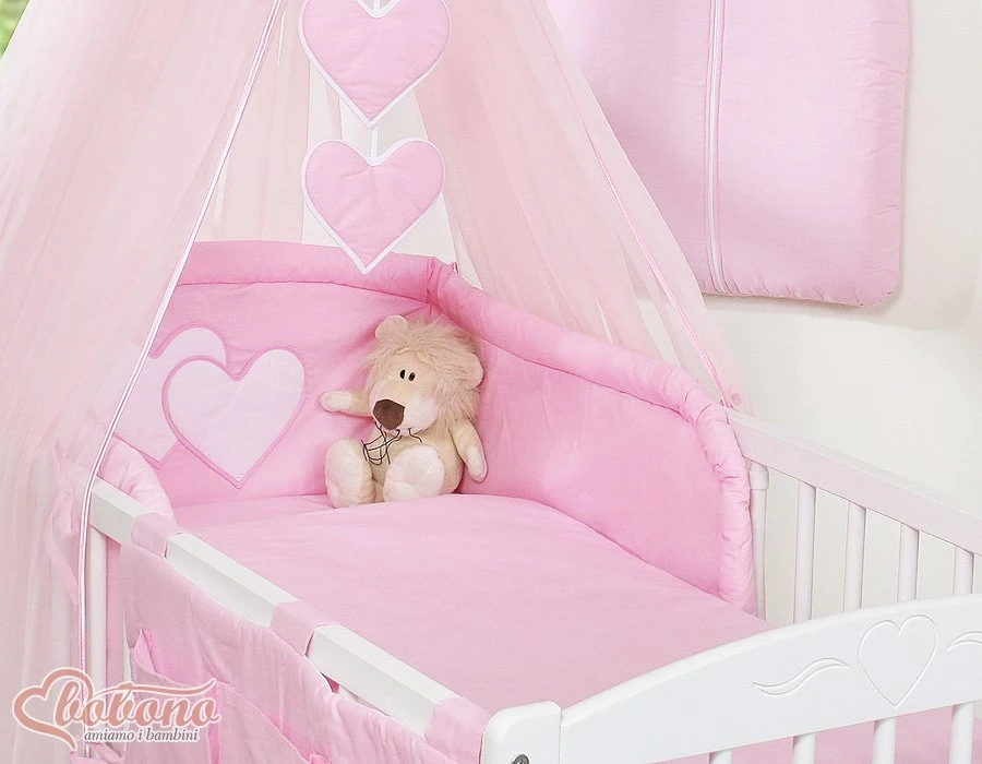 Patalynės komplektas su tinkleliu Hanging Hearts rožinis