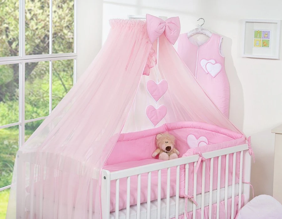 Patalynės komplektas su tinkleliu Hanging Hearts rožinis