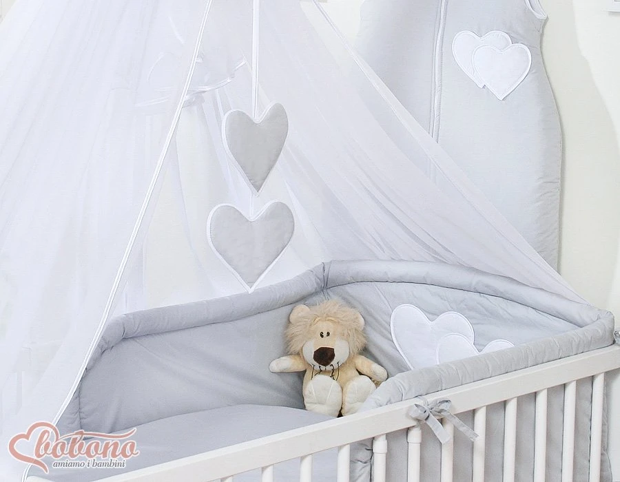 Patalynės komplektas su tinkleliu Hanging Hearts pilkas