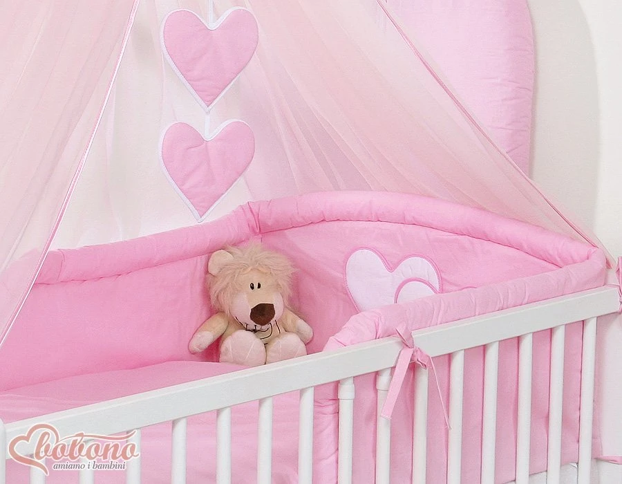 Patalynės komplektas su tinkleliu Hanging Hearts rožinis