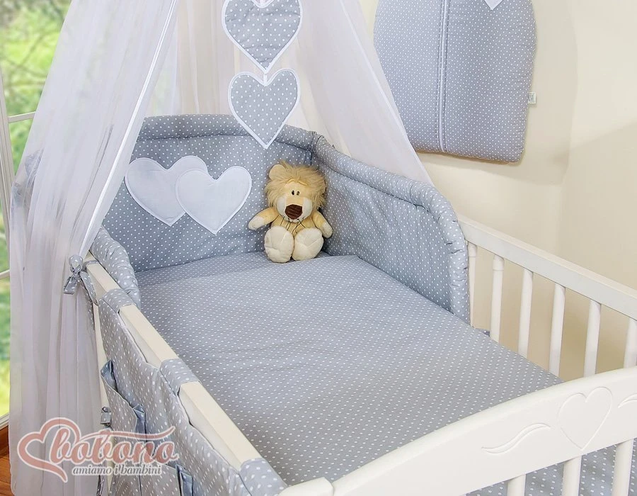 Patalynės komplektas su tinkleliu Hanging Hearts pilkas