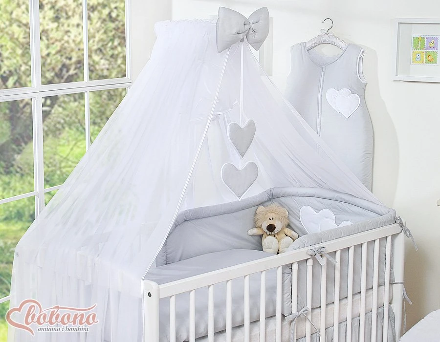 Patalynės komplektas su tinkleliu Hanging Hearts pilkas