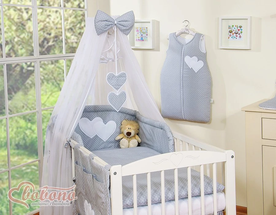 Patalynės komplektas su tinkleliu Hanging Hearts pilkas