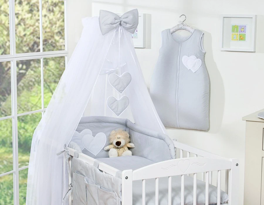 Patalynės komplektas su tinkleliu Hanging Hearts pilkas