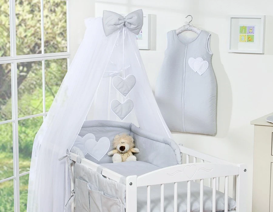 Patalynės komplektas su tinkleliu Hanging Hearts pilkas