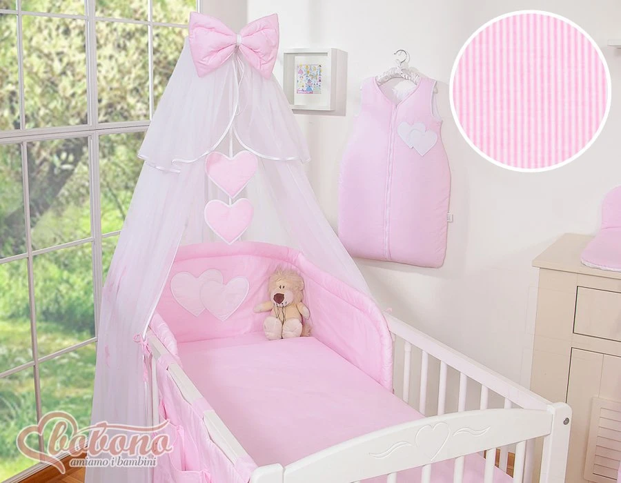 Patalynės komplektas su tinkleliu Hanging Hearts rožinis