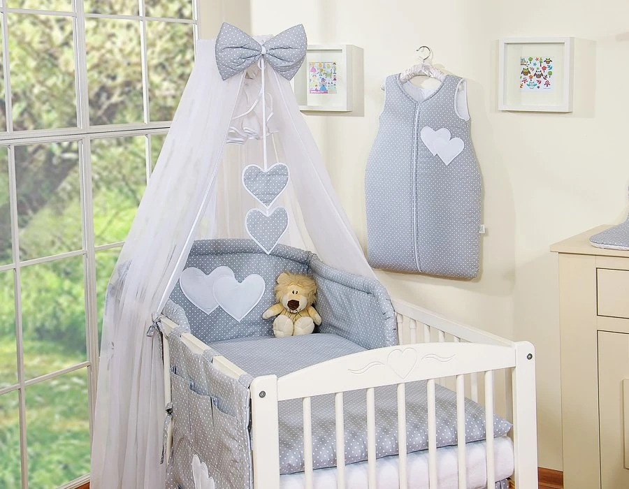Patalynės komplektas su tinkleliu Hanging Hearts pilkas