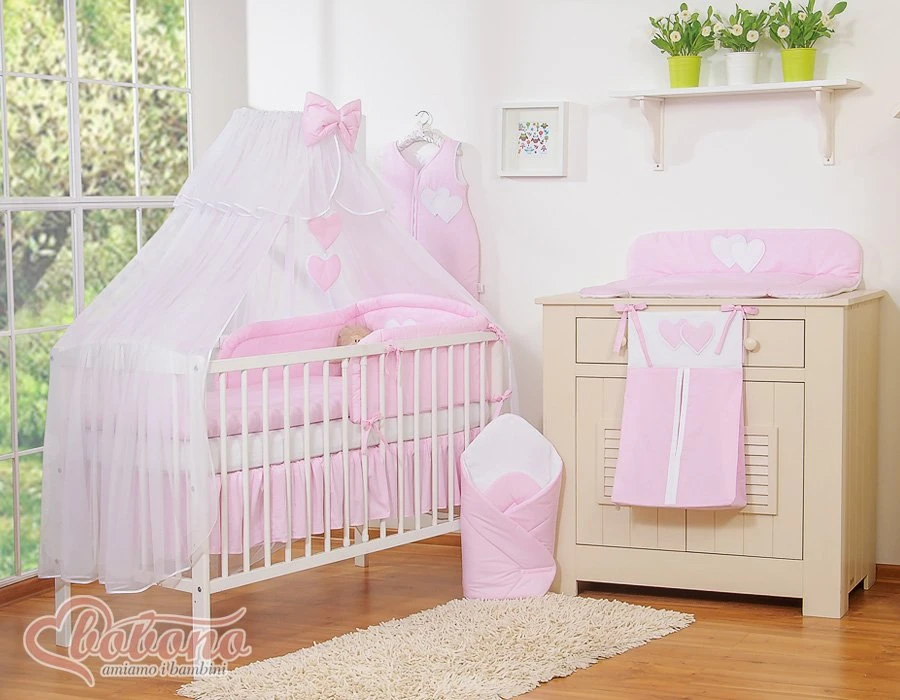 Patalynės komplektas su tinkleliu Hanging Hearts rožinis