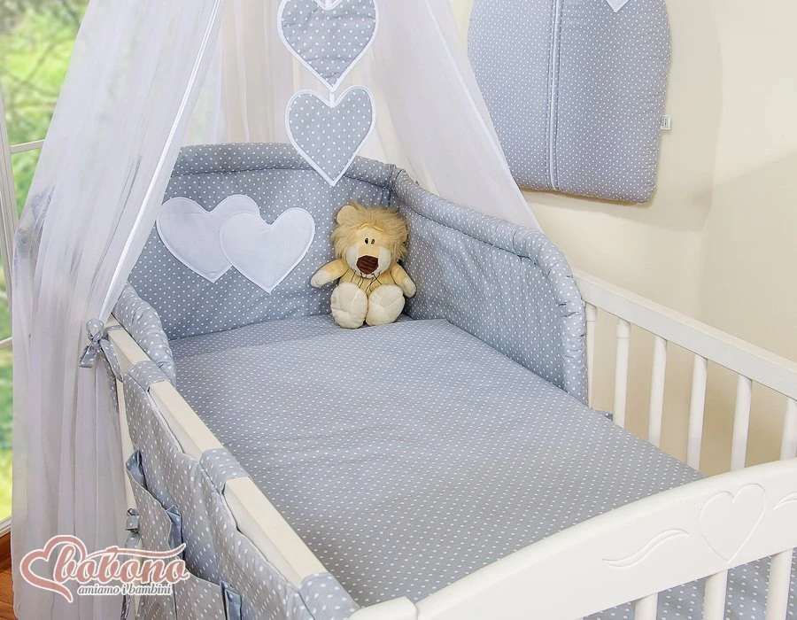 Patalynės komplektas su tinkleliu Hanging Hearts pilkas