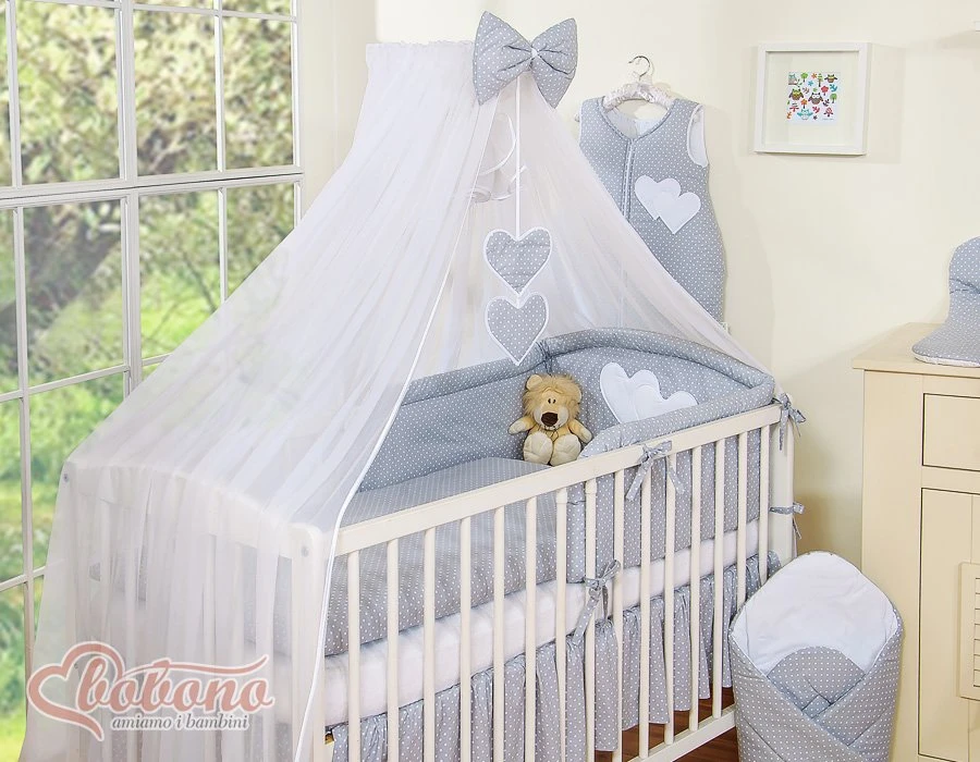 Patalynės komplektas su tinkleliu Hanging Hearts pilkas