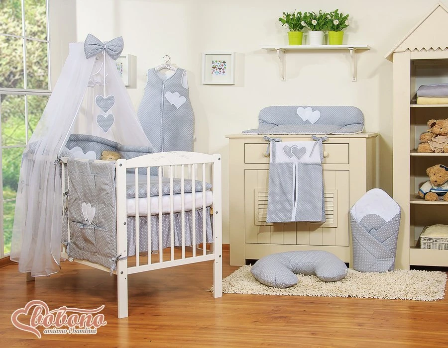 Patalynės komplektas su tinkleliu Hanging Hearts pilkas