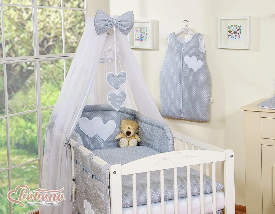 Patalynės komplektas su tinkleliu Hanging Hearts pilkas