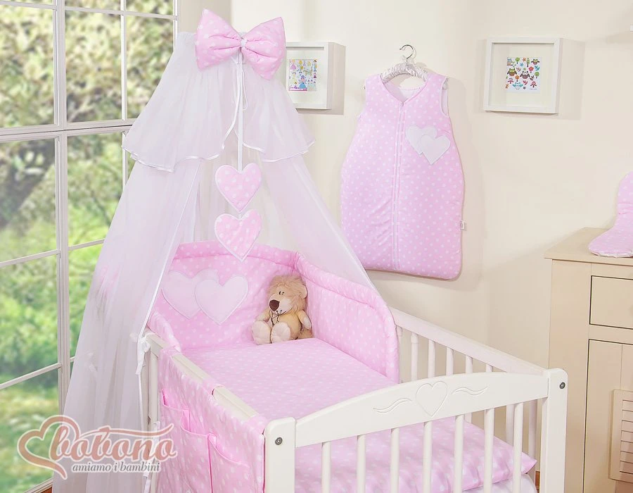 Patalynės komplektas su tinkleliu Rožinis Hanging Hearts