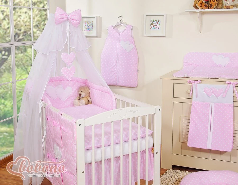 Patalynės komplektas su tinkleliu Rožinis Hanging Hearts