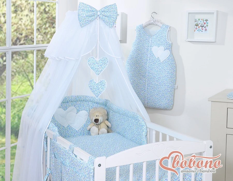 Patalynės komplektas su uodų tinkleliu Hanging Hearts mėlynas