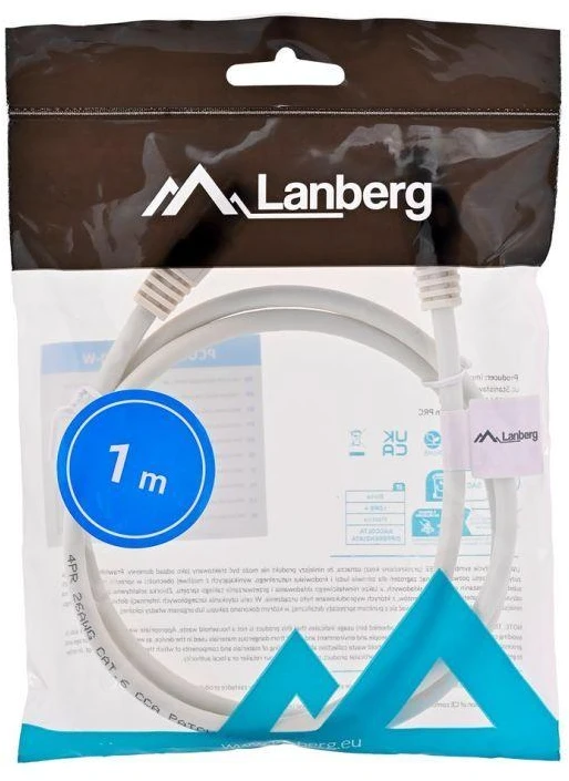 LANBERG patchcord kat.6 1m baltas
