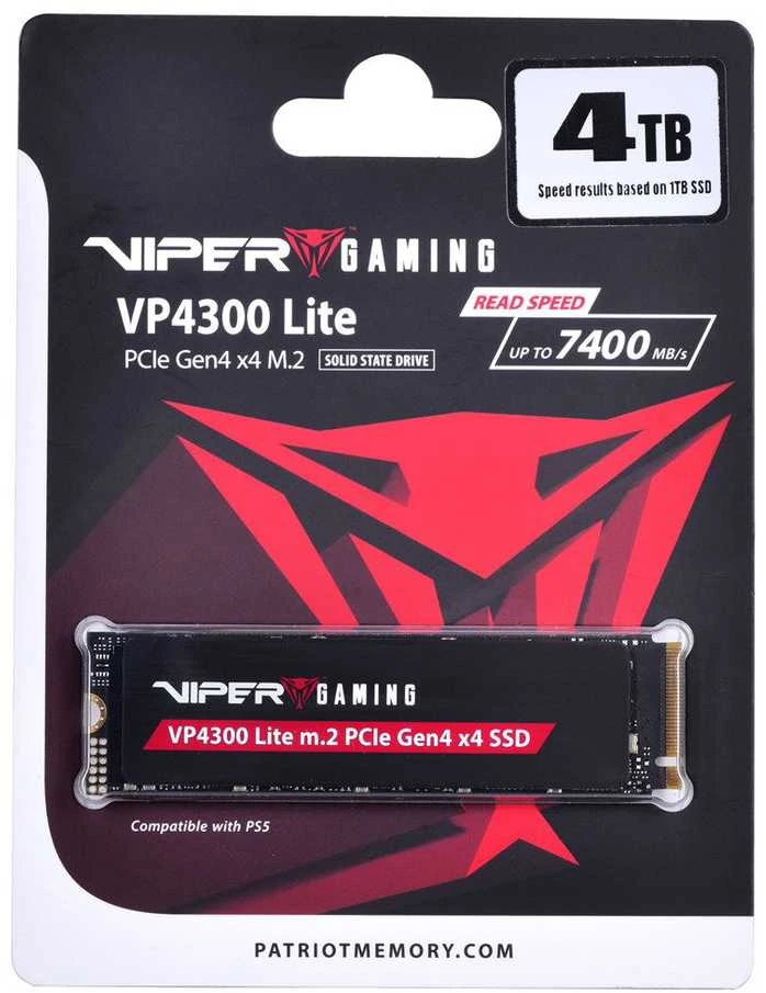 M.2 SSD - Patriot Memory VP4300 Lite 4TB PCIe 4.0 7400MB/s Skaitymas 6000MB/s Rašymas