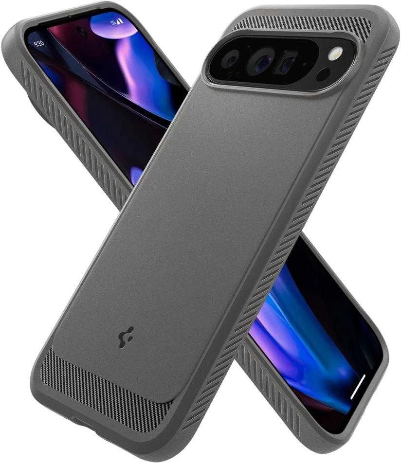 Google Pixel 9 PRO XL Spigen Rugged Armor Marble dėklas telefonui pilkos spalvos