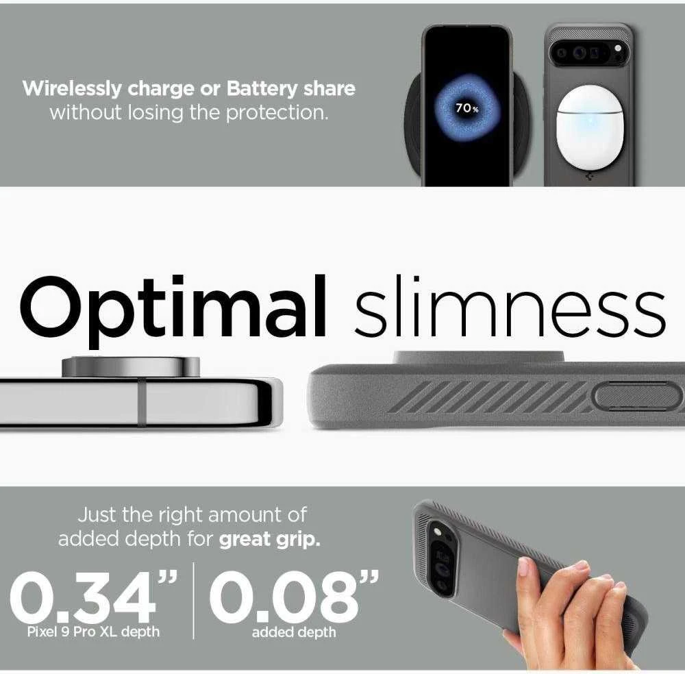 Google Pixel 9 PRO XL Spigen Rugged Armor Marble dėklas telefonui pilkos spalvos