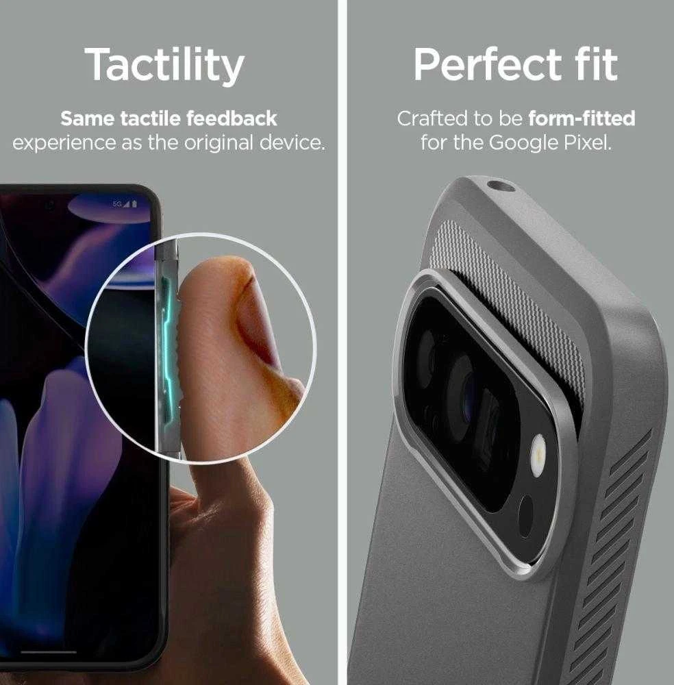 Google Pixel 9 PRO XL Spigen Rugged Armor Marble dėklas telefonui pilkos spalvos