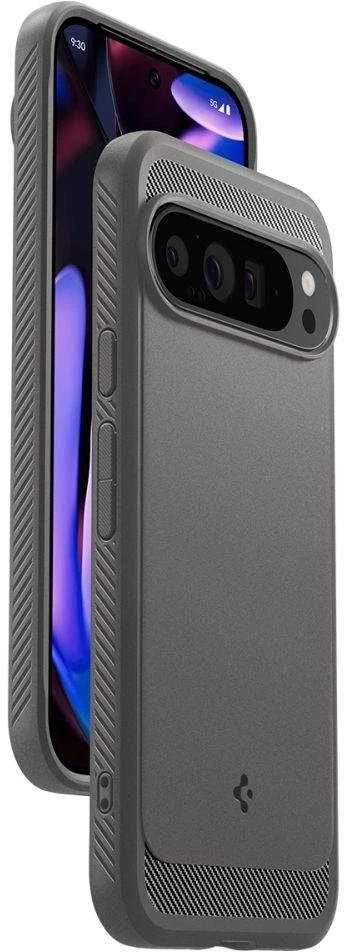 Google Pixel 9 PRO XL Spigen Rugged Armor Marble dėklas telefonui pilkos spalvos